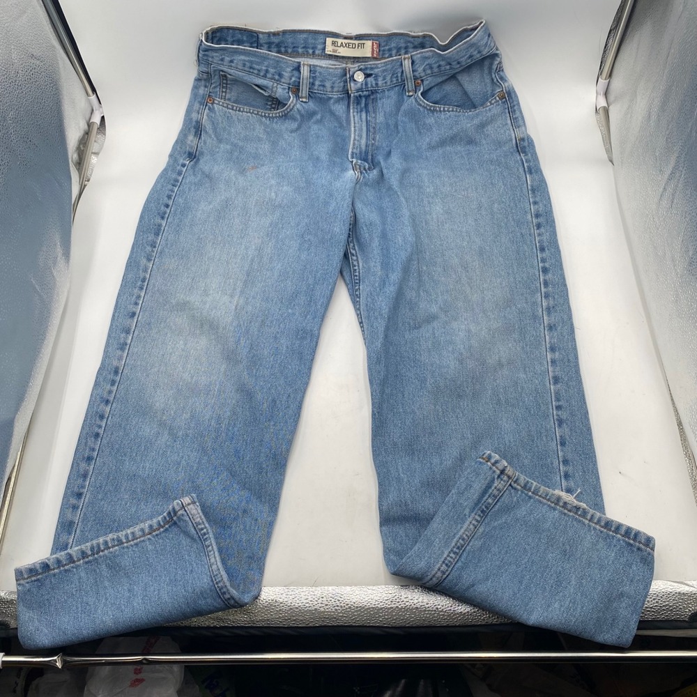 Levis 550 Relaxed Fit Jeans Mens 38x30 Light Wash Blue Denim Tapered Leg Classic
